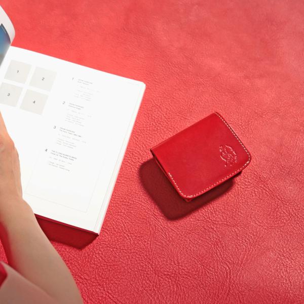 小さいふ コンチャ クアトロガッツ 定番BASIC レッド 栃木レザー 小さい財布 お札が折れない ...