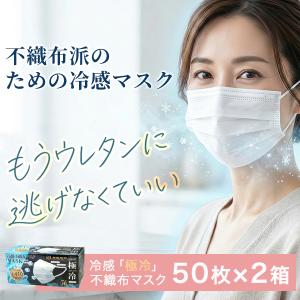 冷感マスク 不織布 50枚 Qmax0.410 接触冷感 ひんやり VFE PFE BFE 99