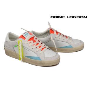 クライムロンドン メンズ スニーカー スケート デラックス ホワイト イタリア製 CRIME LONDON 17106pp6-30i｜queen-classico