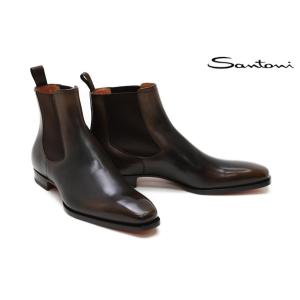 [サイズ交換片道無料]サントーニ / Santoni メンズ ドレスシューズ b74tdbr サイドゴアブーツ ダークブラウン イタリア製｜queen-classico