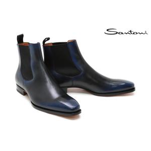 [サイズ交換片道無料]サントーニ / Santoni メンズ ドレスシューズ b74tnv サイドゴアブーツ ネイビー イタリア製｜queen-classico