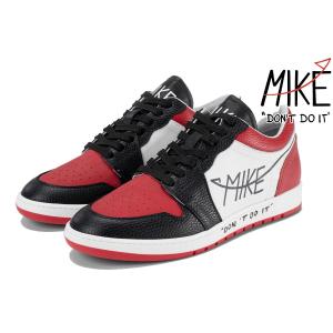 マイク ドントドゥイット / MIKE DON'T DO IT レザースニーカー ブラック レッド イタリア製  mike01-028i｜queen-classico