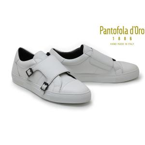 パントフォラドーロ メンズ スニーカー レザースニーカー ダブルモンクストラップ ホワイト イタリア製 白スニーカー Pantofola d'Oro pdo-fc01 wh｜queen-classico