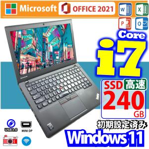 小型軽い中古ノートパソコン 高性能 Corei7 SSD240GB 中古パソコン Win11 Office2021初期設定済み ThinkPad X250 カメラ, WiFi, Bluetooth, 12.5型モニター