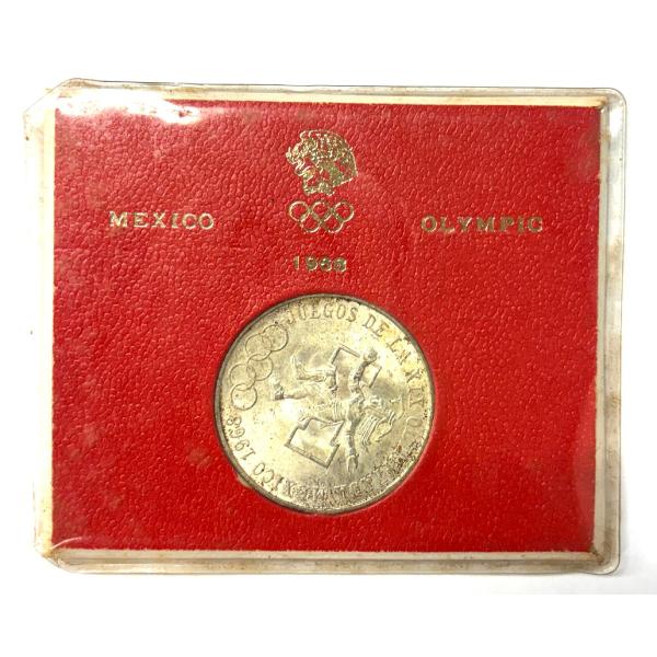 qoo.ZN102　メキシコオリンピック記念　25ペソ銀貨　台紙付き　1968年　記念コイン　五輪　...