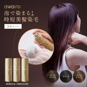 ヘアカラー 白髪染め awairo アワイロ 医薬部外品 ムース ヘアカラー《3本セット》 泡染め 泡 白髪染め ヘアカラー ヘアケア 脱色剤フリー