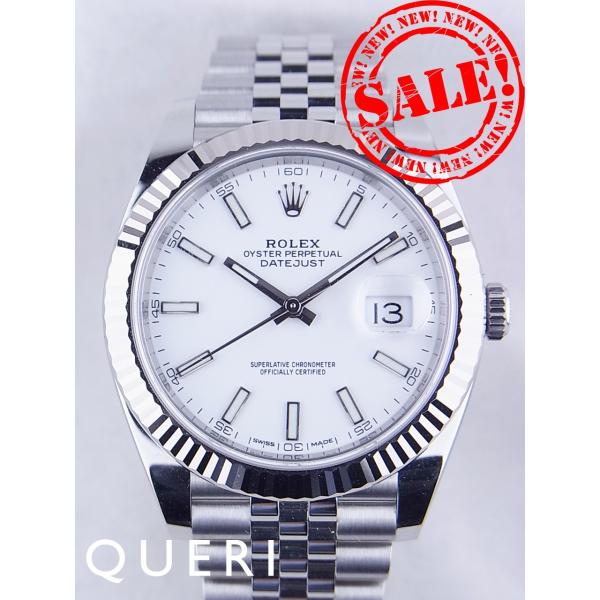 ロレックスデイトジャスト41ホワイトバーインデックス126334中古