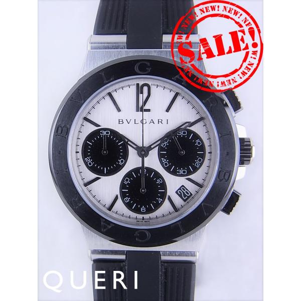 ブルガリディアゴノクロノグラフセラミックベゼルシルバー文字盤ブラックサブダイヤルDG37C6SCVD...