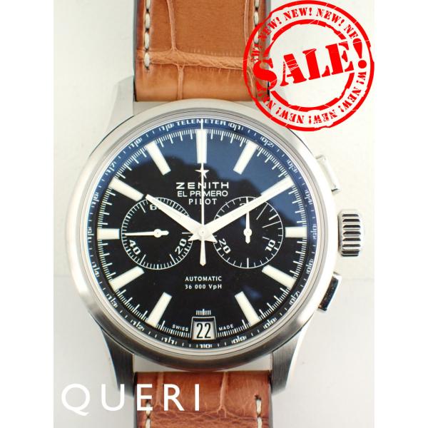 ゼニス パイロット クロノグラフ エルプリメロ ブラック文字盤 03.2117.4002/23.C7...