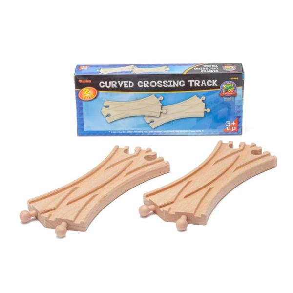 2 Pieces of Wooden Curved Crossing Track