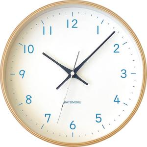KATOMOKU plywood clock 22 電波時計 ライトブルー スイープ（連続秒針） km-121LBRC φ252mm｜quessstore