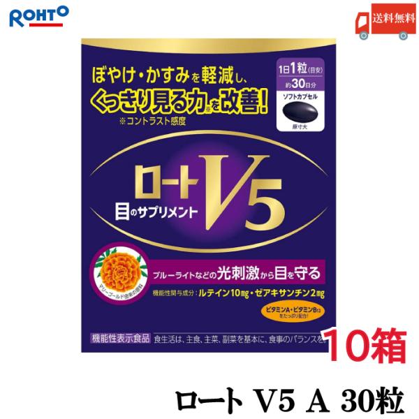 送料無料 ロート V5 A 目のサプリメント 30粒入り ×10箱（ロート製薬 ルテイン ザアキサン...