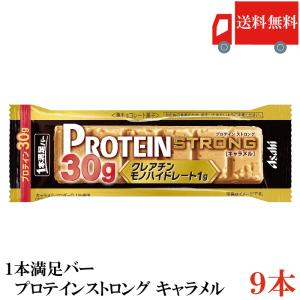 送料無料 アサヒグループ食品 1本満足バー プロテインストロング キャラメル ×9本 まとめ買い