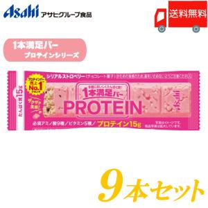 1本満足バー プロテイン アサヒグループ食品 ストロベリー 9本セット 送料無料