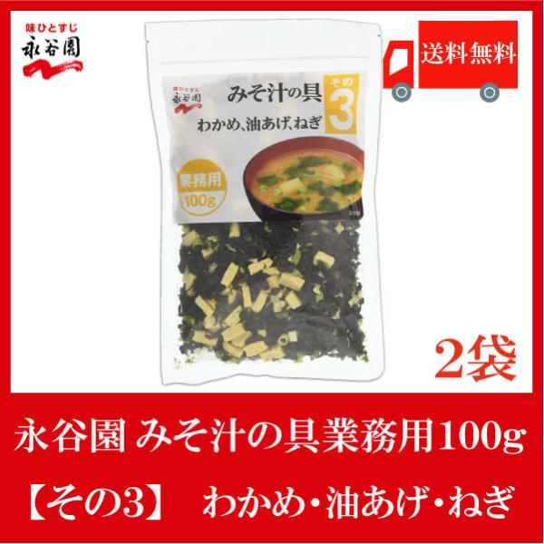 永谷園 業務用 みそ汁の具 その3 (わかめ、油揚げ、ねぎ) 100g  2袋 送料無料