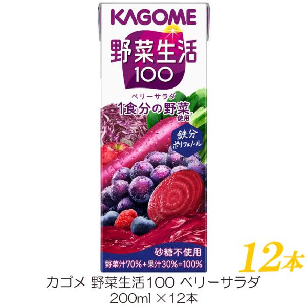 カゴメ 野菜生活100 ベリーサラダ 200ml 紙パック ×12本