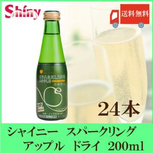 青森りんごジュース シャイニー スパークリングアップル ドライ 200ml 瓶×24本 送料無料｜クイックファクトリー