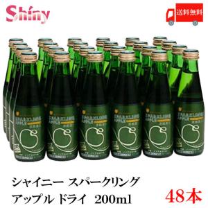 青森りんごジュース シャイニー スパークリングアップル ドライ 200ml 瓶×48本 (24本入×2ケース) 送料無料