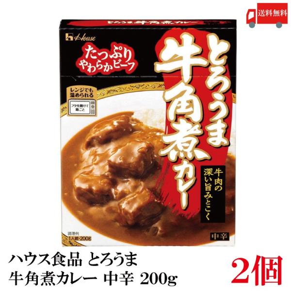 送料無料 ハウス食品 とろうま牛角煮カレー 中辛 200g ×2個