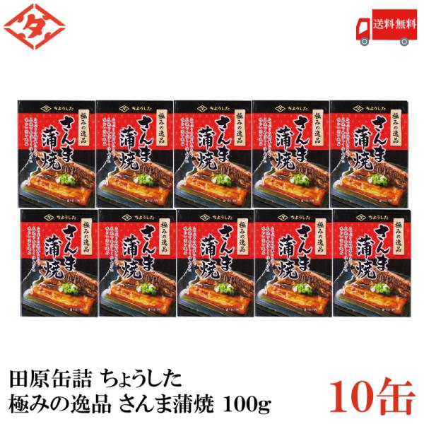 送料無料 ちょうした 極みの逸品 さんま蒲焼 100g×10缶【イージーオープン缶 田原缶詰】