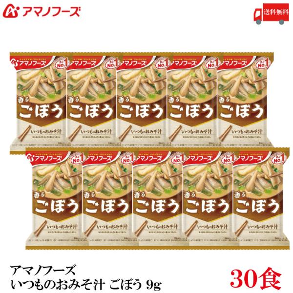 送料無料 アマノフーズ いつものおみそ汁 ごぼう 9g×30食