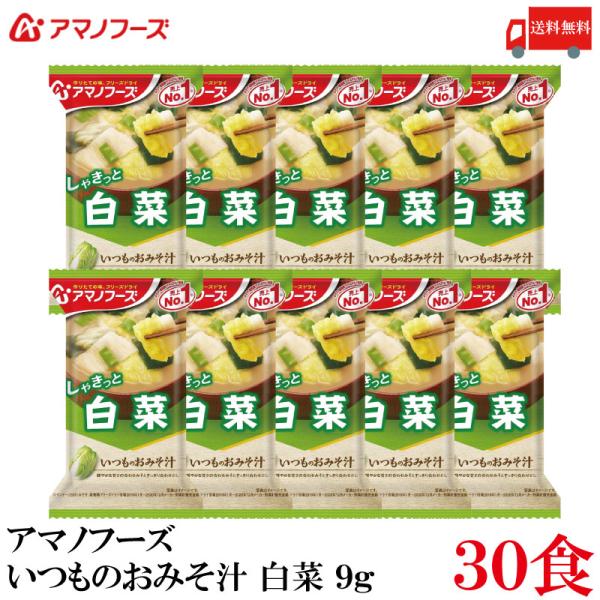 送料無料 アマノフーズ いつものおみそ汁 白菜 9g ×30食