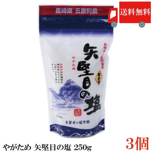 送料無料 やがため 矢堅目の塩 250g ×3個