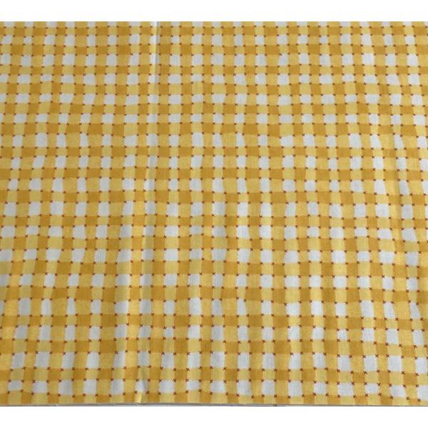 Fruits Loop 30738-14 黄色のギンガムにクロスステッチ