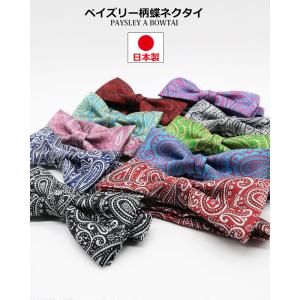 日本製 蝶ネクタイ ペイズリー柄 エスニック ...の詳細画像1