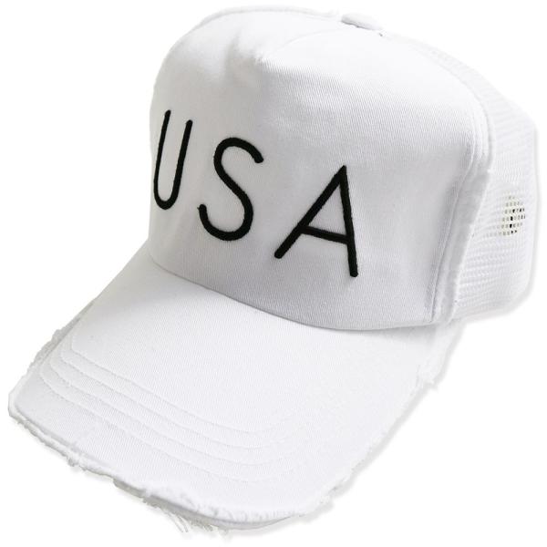 USA ロゴ メッシュキャップ メンズ レシース ダメージ加工 帽子 BB CAP