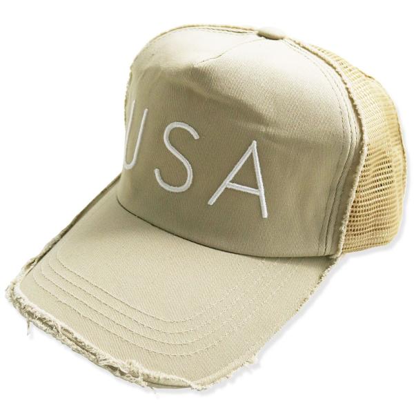 USA ロゴ メッシュキャップ メンズ レシース ダメージ加工 帽子 BB CAP