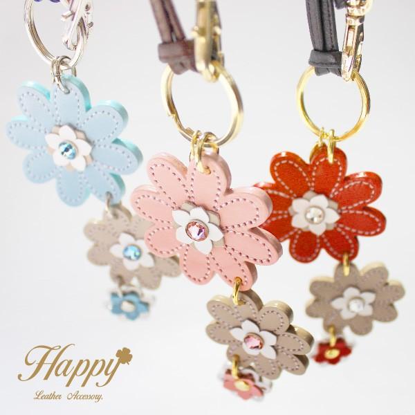 キーホルダー レディース かわいい おしゃれ 花 バッグストラップ バッグチャーム キラキラ 革 レ...