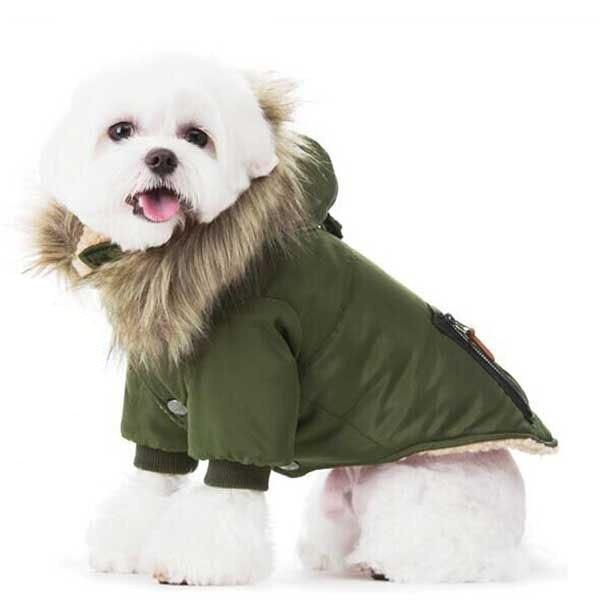 【在庫一掃SALE】犬服 ダウンジャケット カーキ ファー 服 犬 猫  春服 抜け毛防止フレンチブ...