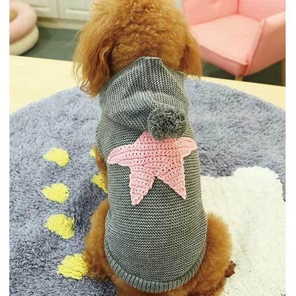 【在庫一掃SALE】犬服 あみあみスターのボンボンフードつきパーカー カワイイ ペット服 服 犬 猫...