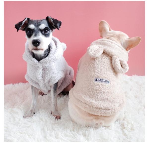 【在庫一掃SALE】犬服 モコモコ モフモフ 耳付きフードパジャマ カワイイ 可愛い ペットの服 ペ...