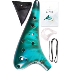 JINSELF 職人の手作り オカリナ 陶器 初心者セット アルトC 入門 子供 楽器 楽譜 ストラップ Turquoise Green｜キューブモール2