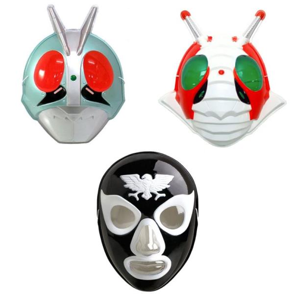 お面 仮面ライダー1号&amp;V3とショッカーの3種セット コスプレ 仮装 コスプレ道具 覆面 マスク 祭