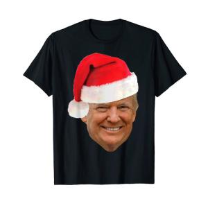 サンタの帽子をかぶったドナルド・トランプのクリスマス休暇 Tシャツ｜quvmall2