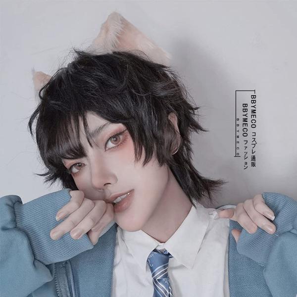 BBYMECO オリジナル ウルフカット Wolf Cut Hair 少年 短髪 ウィッグ ミディア...