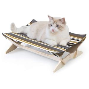 ottostyle.jp 木製 キャットハンモック ペット用コット Mサイズ/マルチストライプ/ブラウン 猫ベッド 小型犬 ドッグコット ア