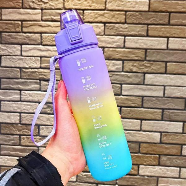 水筒 1000ml 大容量 ポータブルストロースポーツウォーターボトル 1リットル BPAフリー プ...