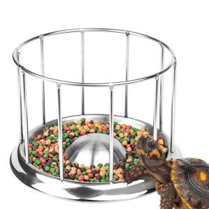 TARATI 亀 給餌ボウル 亀 かめのえさペットボウル ステンレス 食器爬虫類用給餌用具 円型ケージ 餌入れ 水入れ 多機能 ヘビ トカゲ｜quvmall2