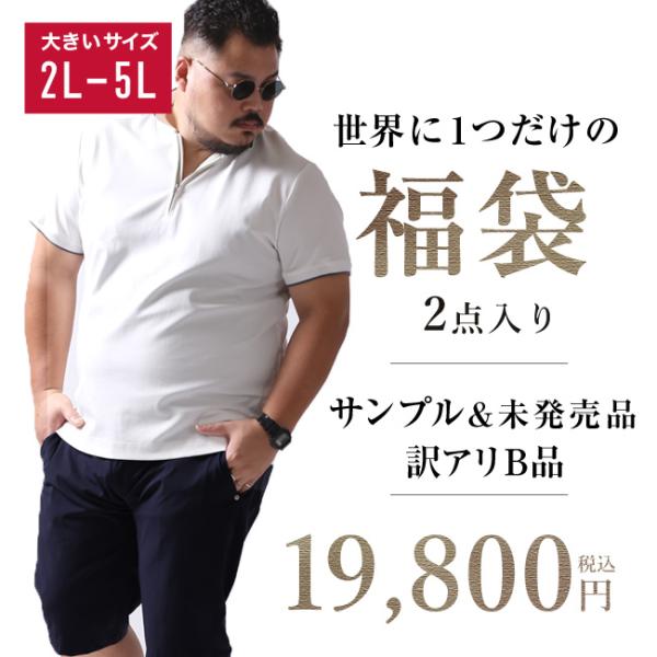 世界に1つだけ QZILLA サンプル 2点 福袋 大きいサイズ メンズ 2L 3L 4L 5L 夏...