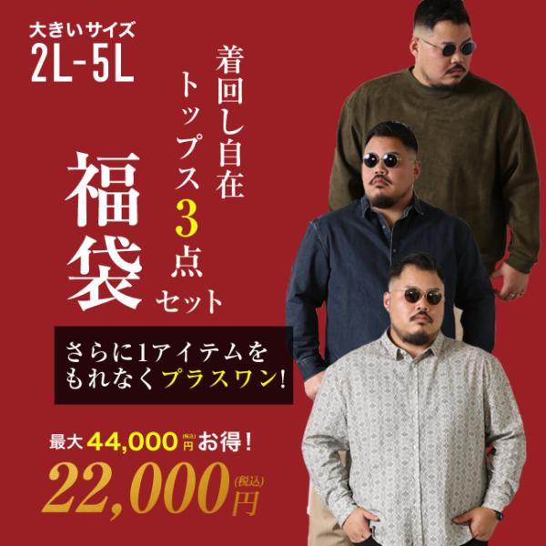 大きいサイズ メンズ 最大44,000円お得 QZILLAオリジナル 着回し自在 人気長袖トップス3...