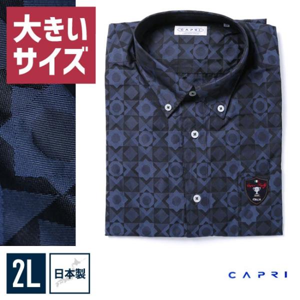 大きいサイズ 長袖シャツ カジュアルシャツ メンズ ボタンダウン CAPRI(カプリ) 幾何学模様 ...