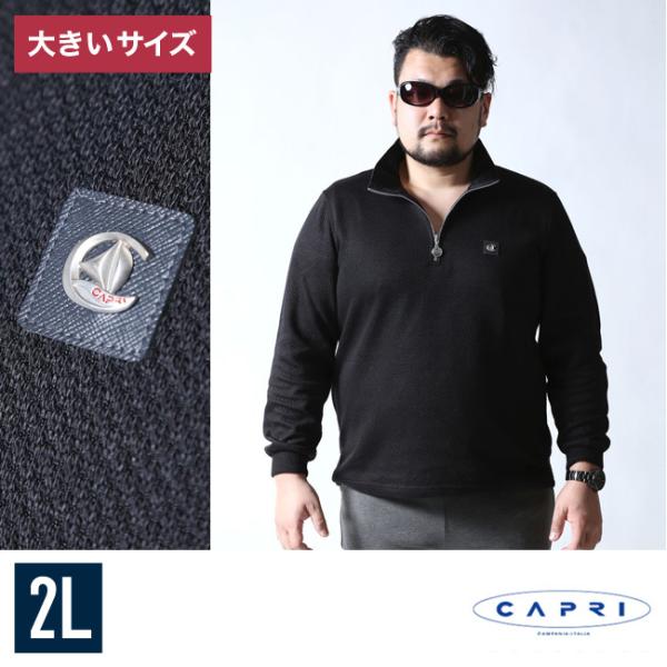 大きいサイズ ニット セーター メンズ  CAPRI(カプリ) ジップ ワッペン 2L(50) 3L...