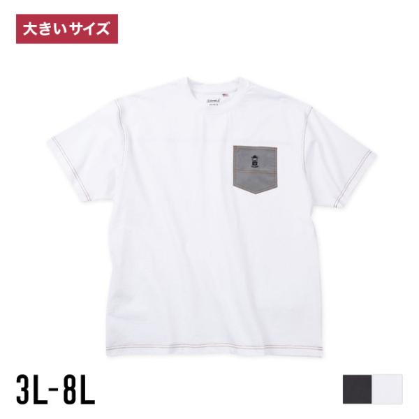 大きいサイズ 半袖Tシャツ カットソー メンズ  Coleman(コールマン) USAコットン 胸ポ...