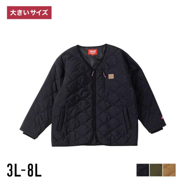 大きいサイズ キルティングコート メンズ  Coleman (コールマン) フルダルナイロン リップ...