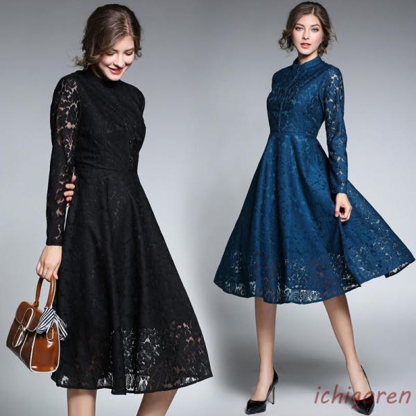 ワンピース 結婚式 パーティードレス 結婚式 ワンピース ドレス お呼ばれ 総レースワンピース レデ...