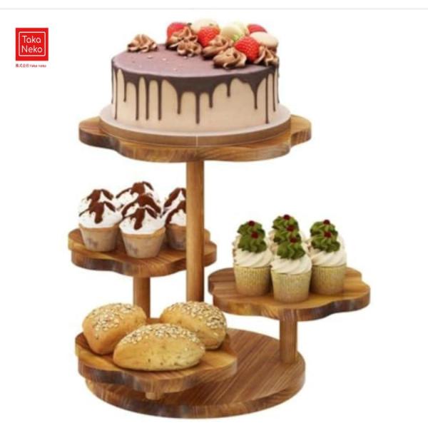 木製ケーキスタンドヨーロピアン お菓子 レトロ ケーキ 3段 ケーキ アフタヌーンティー用 誕生日?...